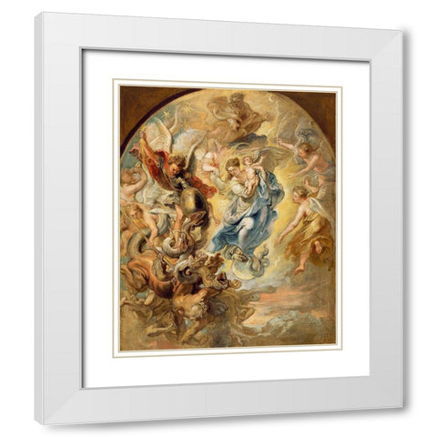 The Virgin as the Woman of the Apocalypse White Modern Wood Framed Art Print with Double Matting by Rubens, Peter Paul