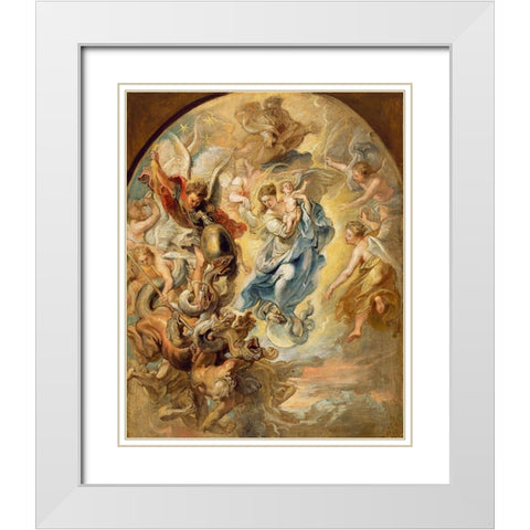The Virgin as the Woman of the Apocalypse White Modern Wood Framed Art Print with Double Matting by Rubens, Peter Paul