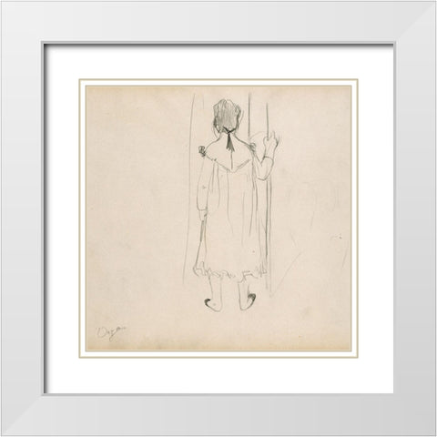 Brothel Scene White Modern Wood Framed Art Print with Double Matting by Degas, Edgar
