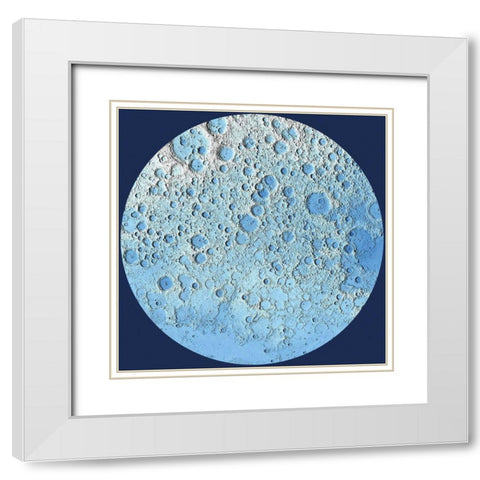 Unmarked Decorative Topographic Map of the Moon, North Pole White Modern Wood Framed Art Print with Double Matting by United States Geological Survey