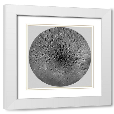 Unmarked Map of the Moon, North Pole White Modern Wood Framed Art Print with Double Matting by United States Geological Survey