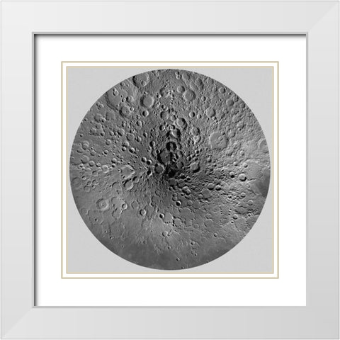 Unmarked Map of the Moon, North Pole White Modern Wood Framed Art Print with Double Matting by United States Geological Survey