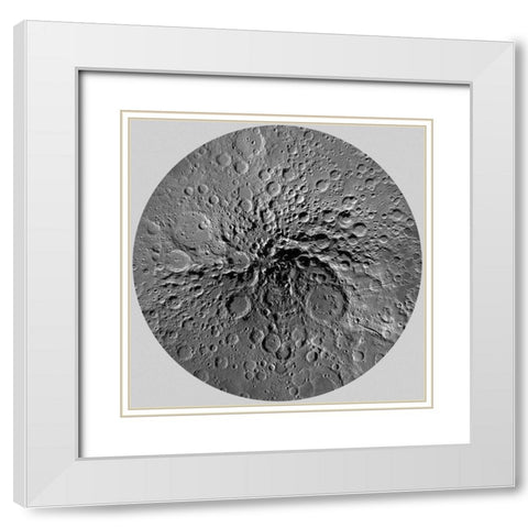 Unmarked Map of the Moon, South Pole White Modern Wood Framed Art Print with Double Matting by United States Geological Survey