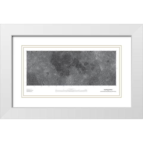 Map of the Moon, Projection White Modern Wood Framed Art Print with Double Matting by United States Geological Survey