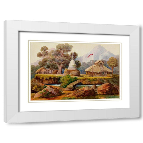 Buddha-Tempel bei Billahus-Oya Ceylon White Modern Wood Framed Art Print with Double Matting by Haeckel, Ernst