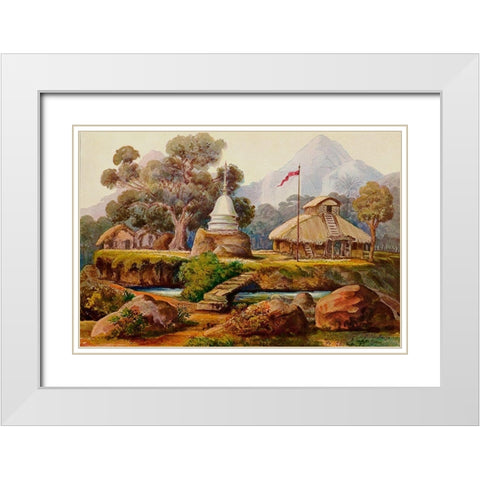 Buddha-Tempel bei Billahus-Oya Ceylon White Modern Wood Framed Art Print with Double Matting by Haeckel, Ernst