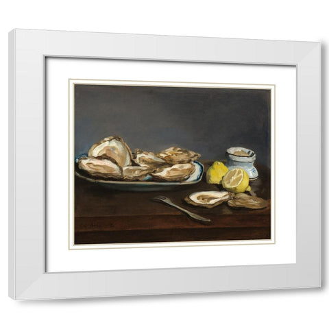 Oysters White Modern Wood Framed Art Print with Double Matting by Manet, Edouard