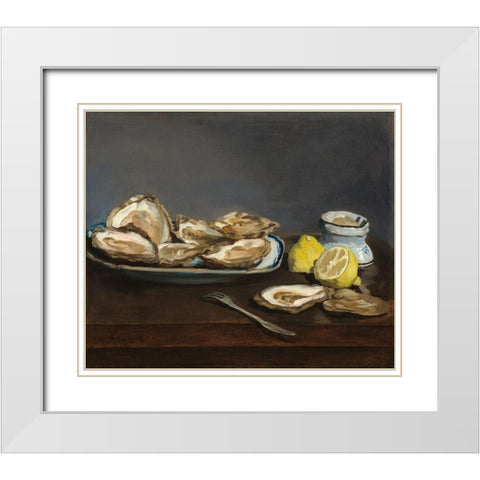 Oysters White Modern Wood Framed Art Print with Double Matting by Manet, Edouard