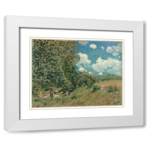 The Road from Versailles to Saint-Germain White Modern Wood Framed Art Print with Double Matting by Sisley, Alfred