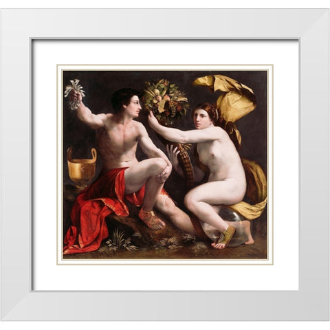 Allegory of Fortune White Modern Wood Framed Art Print with Double Matting by Dossi, Dosso