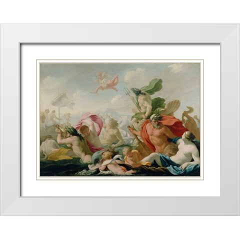 Marine Gods Paying Homage to Love White Modern Wood Framed Art Print with Double Matting by Le Sueur, Eustache