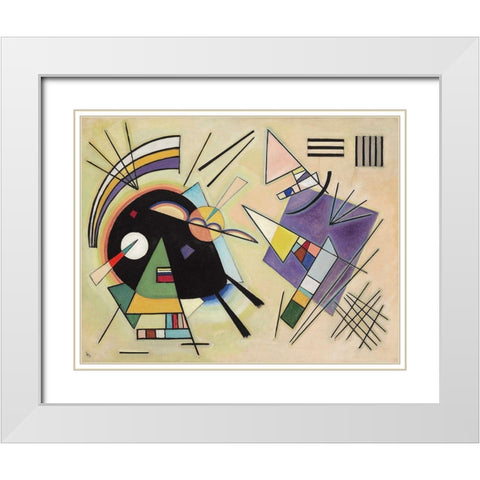 Black and Violet, 1923 White Modern Wood Framed Art Print with Double Matting by Kandinsky, Wassily