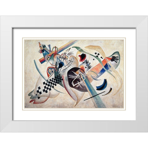 Composition 224 (On White), 1920 White Modern Wood Framed Art Print with Double Matting by Kandinsky, Wassily