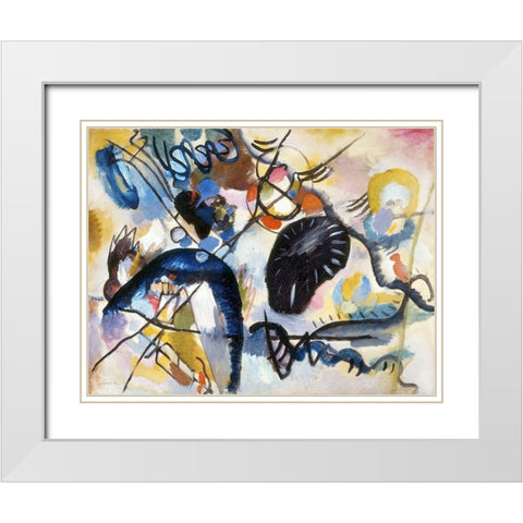 Black Spot 1, 1912 White Modern Wood Framed Art Print with Double Matting by Kandinsky, Wassily