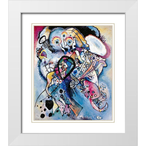 Two Ovals, 1919 White Modern Wood Framed Art Print with Double Matting by Kandinsky, Wassily