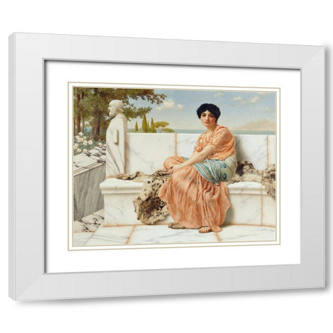 Reverie White Modern Wood Framed Art Print with Double Matting by Godward, John William