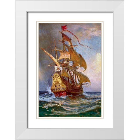Knight of The Double Cross White Modern Wood Framed Art Print with Double Matting by Ferris, Jean Leon Gerome