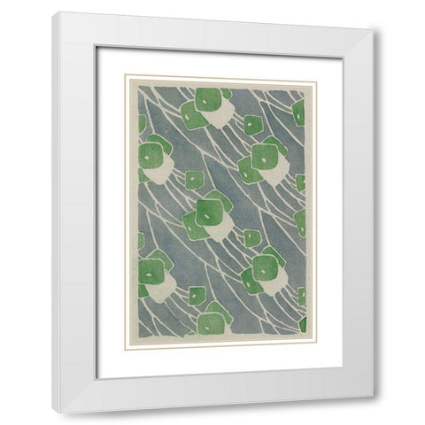 Green Geometric White Modern Wood Framed Art Print with Double Matting by Overbeck, Hannah Borger