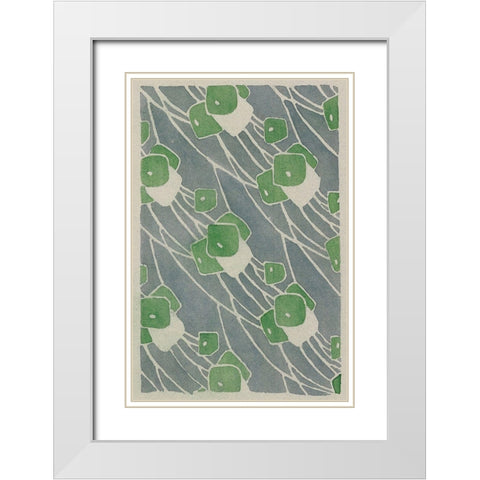 Green Geometric White Modern Wood Framed Art Print with Double Matting by Overbeck, Hannah Borger