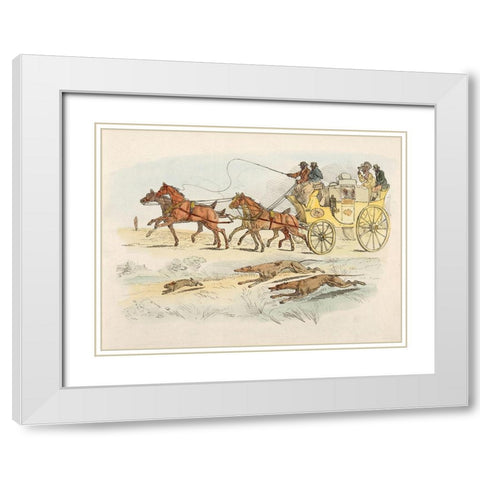 People On A Carriage Watching Dogs Chasing A Rabbit, 1817 White Modern Wood Framed Art Print with Double Matting by Alken, Henry Thomas