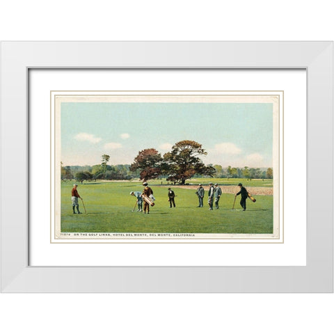 On The Golf Links Hotel Del Monte, Del Monte, Calif., 1898 White Modern Wood Framed Art Print with Double Matting by Detroit Publishing Co.