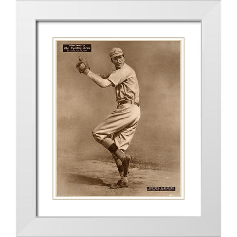 Grover C. Alexander, Philadelphia National League, 1880 White Modern Wood Framed Art Print with Double Matting by Leopold Morse Goulston Baseball Collection
