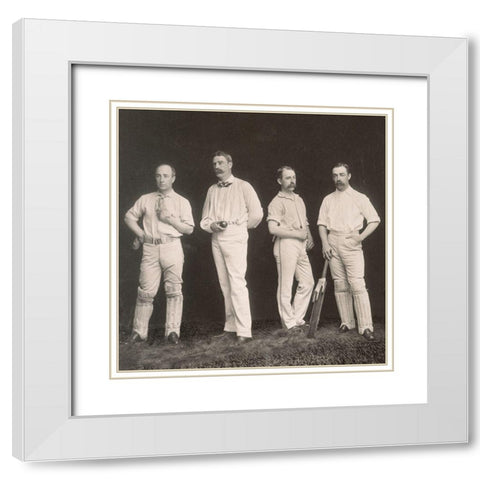 Cricket Players, Unidentified Group Of Four White Modern Wood Framed Art Print with Double Matting by A.G. Spalding Baseball Collection