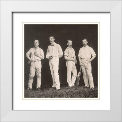 Cricket Players, Unidentified Group Of Four White Modern Wood Framed Art Print with Double Matting by A.G. Spalding Baseball Collection