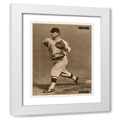 John J. Mcgraw, New York National League, 1880 White Modern Wood Framed Art Print with Double Matting by Leopold Morse Goulston Baseball Collection