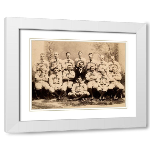 Brooklyn Baseball Club White Modern Wood Framed Art Print with Double Matting by A.G. Spalding Baseball Collection