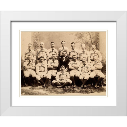 Brooklyn Baseball Club White Modern Wood Framed Art Print with Double Matting by A.G. Spalding Baseball Collection
