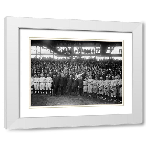 Washington Baseball - Teams and Spectators, 1924 White Modern Wood Framed Art Print with Double Matting by Harris and Ewing Collection (Library of Congress)