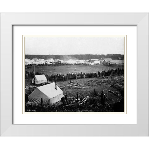 Baseball game - Anchorage - July 4th 1915 White Modern Wood Framed Art Print with Double Matting by Laurence