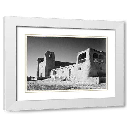 Church, Acoma Pueblo, New Mexico - National Parks and Monuments, ca. 1933-1942 White Modern Wood Framed Art Print with Double Matting by Adams, Ansel