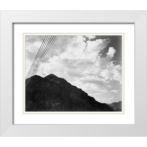 Looking Toward Sugarloaf Mountain With Boulder Dam Transmission Lines - National Parks and Monuments White Modern Wood Framed Art Print with Double Matting by Adams, Ansel