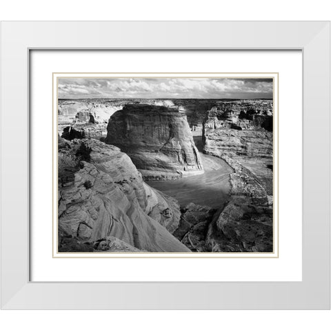 View of valley from mountain, Canyon de Chelly, Arizona - National Parks and Monuments, 1941 White Modern Wood Framed Art Print with Double Matting by Adams, Ansel