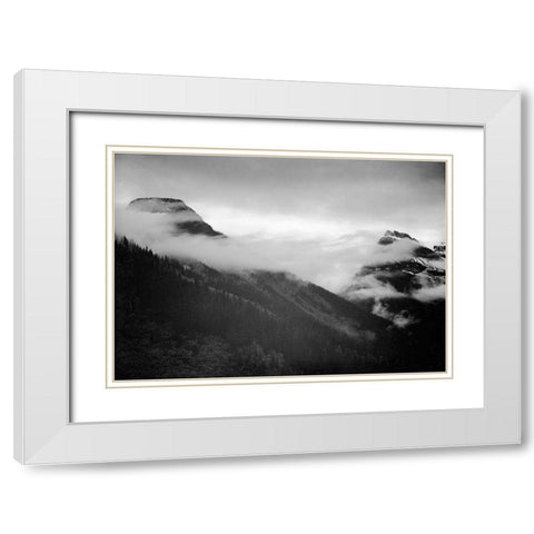 Veiled Mountains, Glacier National Park, Montana - National Parks and Monuments, 1941 White Modern Wood Framed Art Print with Double Matting by Adams, Ansel