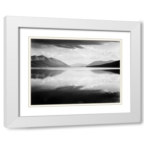 Evening, McDonald Lake, Glacier National Park, Montana - National Parks and Monuments, 1941 White Modern Wood Framed Art Print with Double Matting by Adams, Ansel
