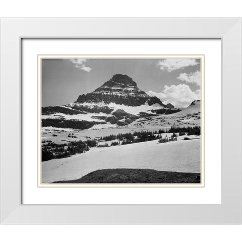 View from Logan Pass, Glacier National Park, Montana - National Parks and Monuments, 1941 White Modern Wood Framed Art Print with Double Matting by Adams, Ansel