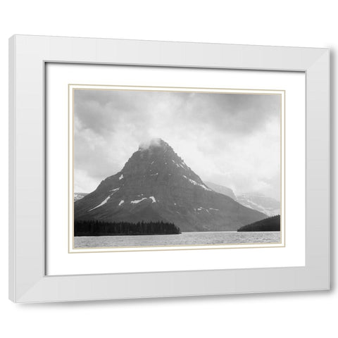 Two Medicine Lake, Glacier National Park, Montana - National Parks and Monuments, 1941 White Modern Wood Framed Art Print with Double Matting by Adams, Ansel