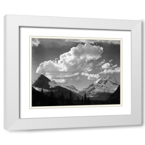 Trees in Glacier National Park, Montana - National Parks and Monuments, 1941 White Modern Wood Framed Art Print with Double Matting by Adams, Ansel