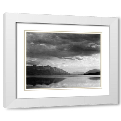Evening, McDonald Lake, Glacier National Park, Montana - National Parks and Monuments, 1941 White Modern Wood Framed Art Print with Double Matting by Adams, Ansel
