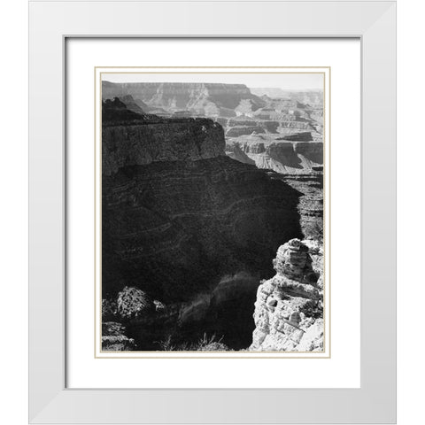 Grand Canyon South Rim - National Parks and Monuments, 1941 White Modern Wood Framed Art Print with Double Matting by Adams, Ansel