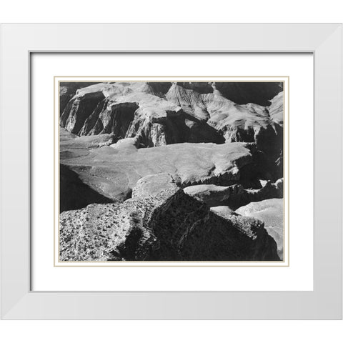 View from Yava Point, Grand Canyon National Park, Arizona - National Parks and Monuments, 1940 White Modern Wood Framed Art Print with Double Matting by Adams, Ansel
