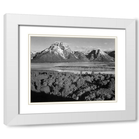 View toward Mount Moran, Grand Teton National Park, Wyoming, 1941 White Modern Wood Framed Art Print with Double Matting by Adams, Ansel