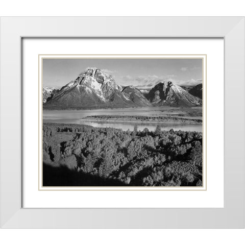 View toward Mount Moran, Grand Teton National Park, Wyoming, 1941 White Modern Wood Framed Art Print with Double Matting by Adams, Ansel
