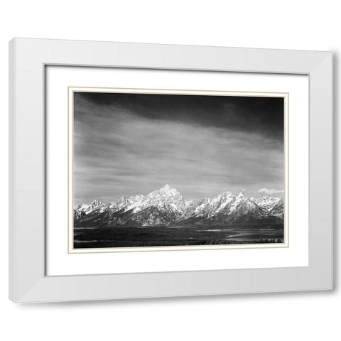 Tetons from Signal Mountain, Grand Teton National Park, Wyoming, 1941 White Modern Wood Framed Art Print with Double Matting by Adams, Ansel