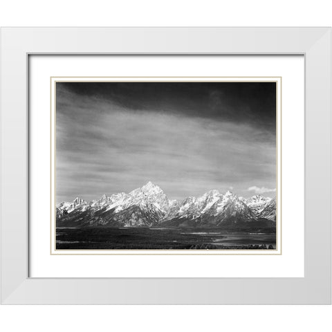 Tetons from Signal Mountain, Grand Teton National Park, Wyoming, 1941 White Modern Wood Framed Art Print with Double Matting by Adams, Ansel