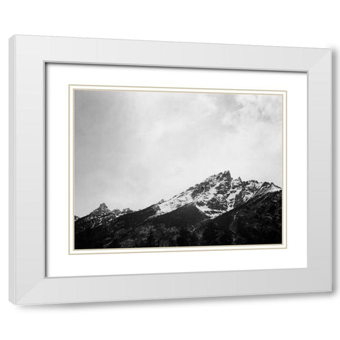Snow covered peak in Grand Teton National Park, Wyoming, 1941 White Modern Wood Framed Art Print with Double Matting by Adams, Ansel