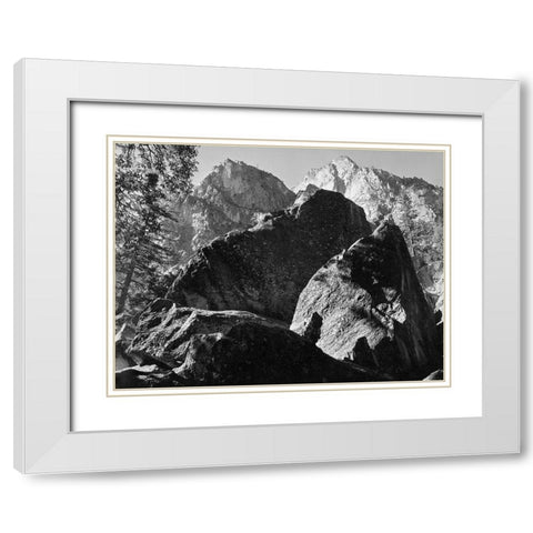 Grand Sentinel, Kings River Canyon, proposed as a national park, California, 1936 White Modern Wood Framed Art Print with Double Matting by Adams, Ansel